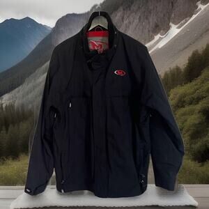 Marker Ski Snowboard VTG Jacket Men medium Black Goggles Headphone Pockets Y2K